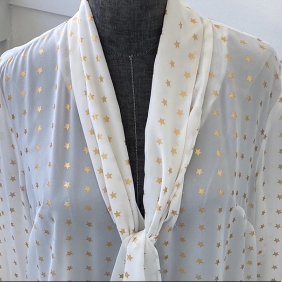 Shining Star Bow Blouse Classic Bow Tie Top made with ultimate patriotic Stars - Picture 1 of 10